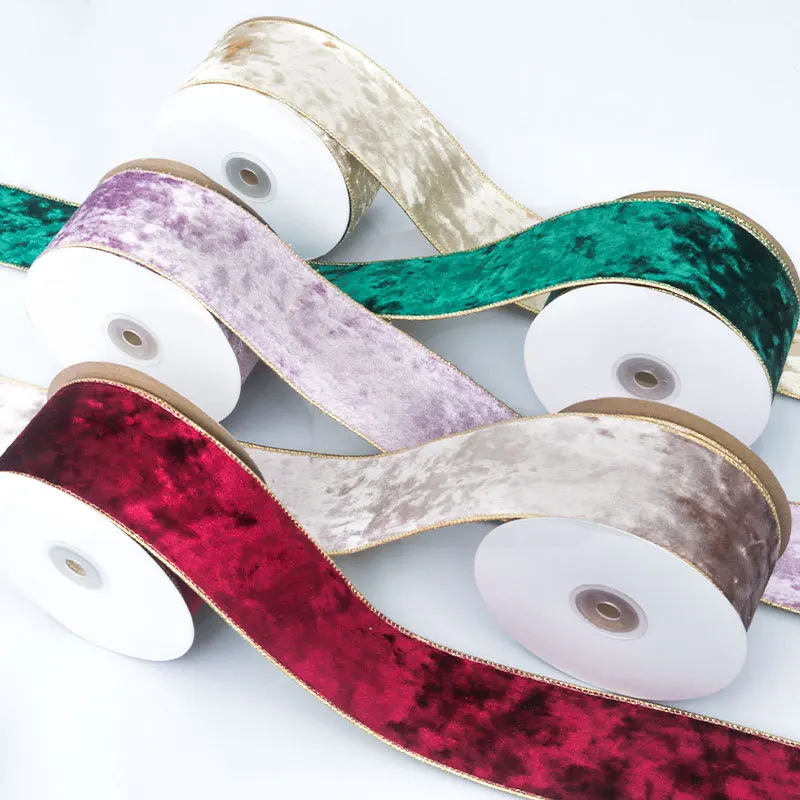 Velvet Ribbon Roll - 50MM Wired Edge Reversible Velvet Metallic