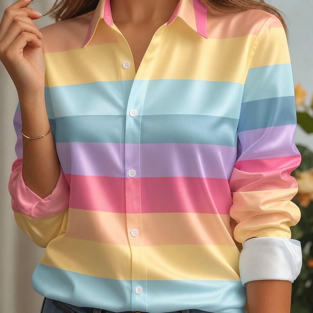 Women Satin Lapel Collar Shirt - Embellish Knit recension och pris