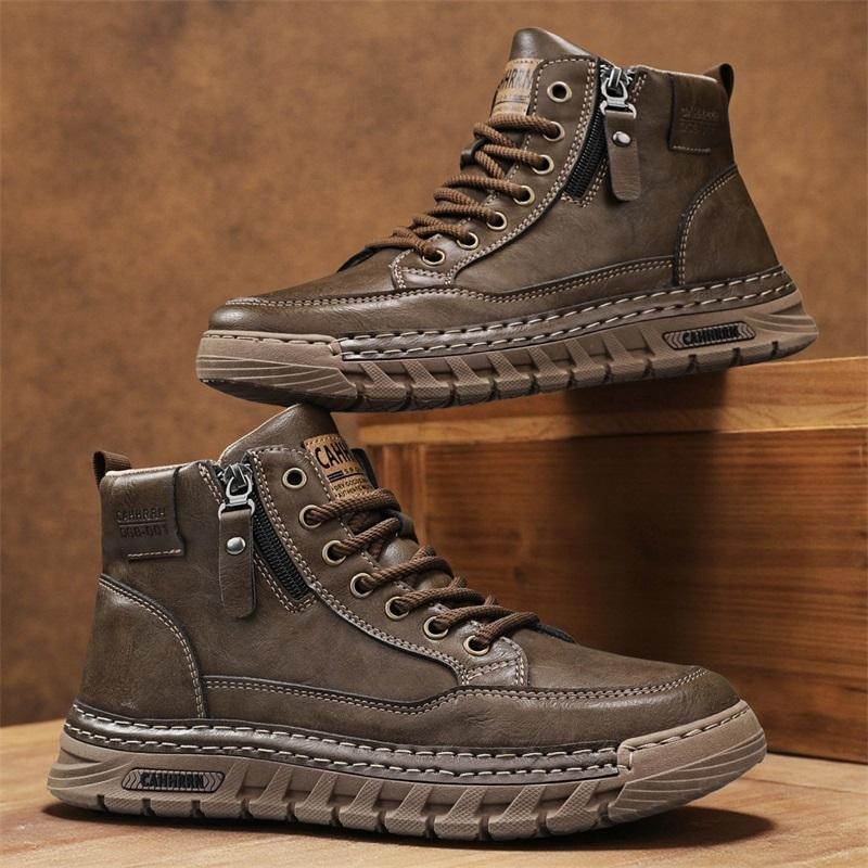 Men Leather High Top Ankle Boo - Guipure Lace Panel recension och pris