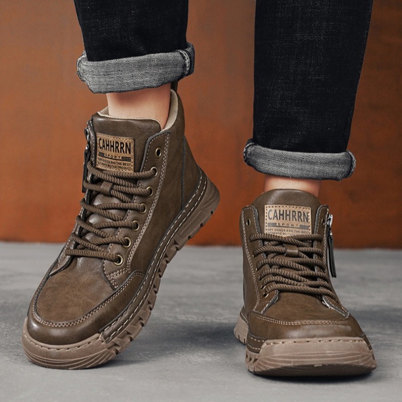 Men Leather High Top Ankle Boo - Guipure Lace Panel recension och pris