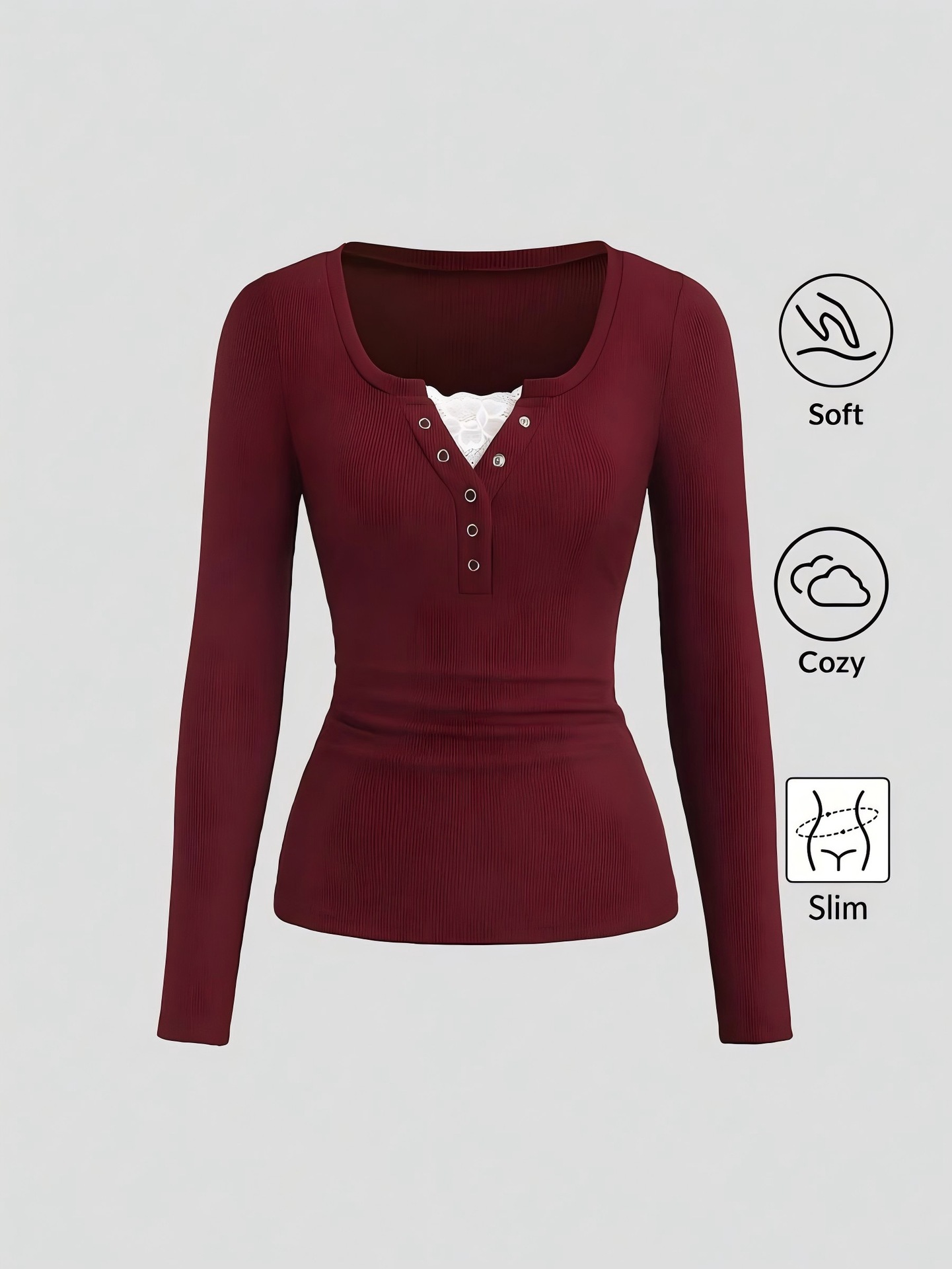 Women American Henley V Neck B - Embellish Knit recension och pris