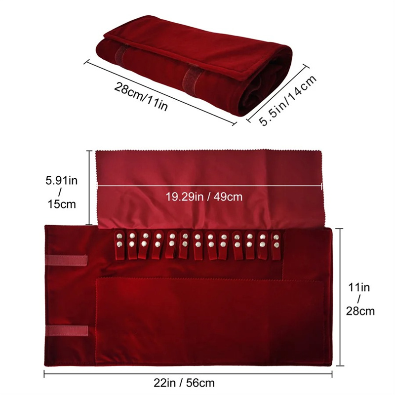 Burgundy Velvet Jewelry Roll-U - Velvet Ribbon Roll recension och pris